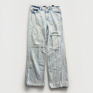 Kendall + Kylie Jeans The Icon High Rise Straight Wash Distressed Hem Sz 3/26